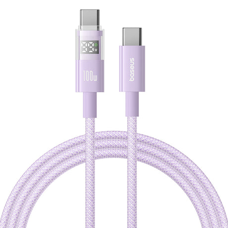 Cablu Baseus Display 2 (P10382702511-00), Fast Charging, Type-C to Type-C, Digital Display, 100W, 1m, Nebula Purple
