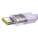 Cablu Baseus Display 2 (P10382702511-01), Fast Charging, Type-C to Type-C, Digital Display, 100W, 2m, Nebula Purple