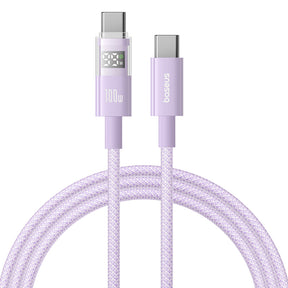 Cablu Baseus Display 2 (P10382702511-01), Fast Charging, Type-C to Type-C, Digital Display, 100W, 2m, Nebula Purple
