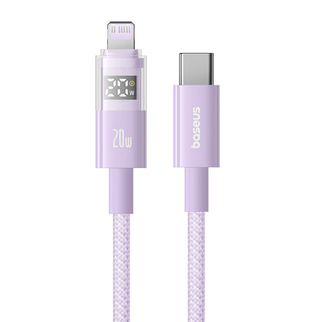 Cablu Baseus Display 2 (P10382703511-01), Fast Charging, Type-C, Lightning, Digital Display, 20W, 2m, Nebula Purple
