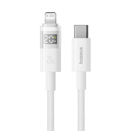 Cablu Baseus Display 2 (P10382703211-01), Fast Charging, Type-C to Lightning, Digital Display, 20W, 2m, Moon White