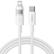 Cablu Baseus Display 2 (P10382703211-01), Fast Charging, Type-C to Lightning, Digital Display, 20W, 2m, Moon White