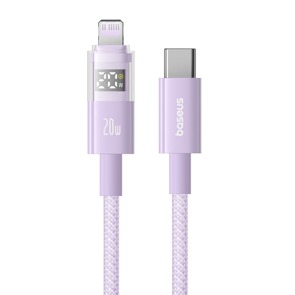 Cablu Baseus Display 2 (P10382703511-00), Fast Charging, Type-C, Lightning, Digital Display, 20W, 1m, Nebula Purple
