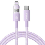 Cablu Baseus Display 2 (P10382703511-00), Fast Charging, Type-C, Lightning, Digital Display, 20W, 1m, Nebula Purple