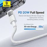 Cablu Baseus Display 2 (P10382703211-00), Fast Charging, Type-C to Lightning, Digital Display, 20W, 1m, Moon White