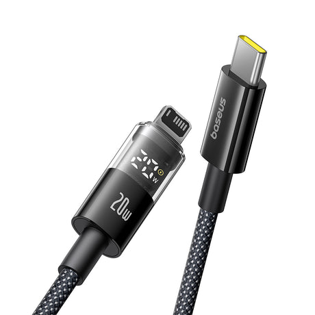 Cablu Baseus Display 2 (P10382703121-00), Fast Charging, Type-C to Lightning, Digital Display, 20W, 1m, Negru Cosmic