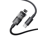 Cablu Baseus Display 2 (P10382703121-00), Fast Charging, Type-C to Lightning, Digital Display, 20W, 1m, Negru Cosmic