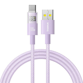 Cablu Baseus Display 2 (P10382701511-00), Fast Charging, USB to Type-C, Digital Display, 100W, 1m, Nebula Purple