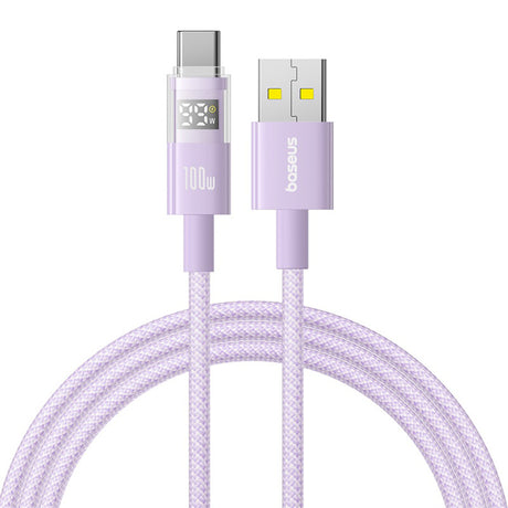 Cablu Baseus Display 2 (P10382701511-00), Fast Charging, USB to Type-C, Digital Display, 100W, 1m, Nebula Purple