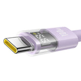 Cablu Baseus Display 2 (P10382701511-00), Fast Charging, USB to Type-C, Digital Display, 100W, 1m, Nebula Purple