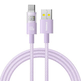 Cablu Baseus Display 2 (P10382701511-01), Fast Charging, USB to Type-C, Digital Display, 100W, 2m, Nebula Purple