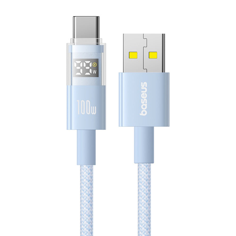 Cablu Baseus Display 2 (P10382701311-00), Fast Charging, USB to Type-C, Digital Display, 100W, 1m, Galaxy Blue