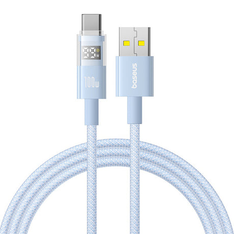 Cablu Baseus Display 2 (P10382701311-00), Fast Charging, USB to Type-C, Digital Display, 100W, 1m, Galaxy Blue