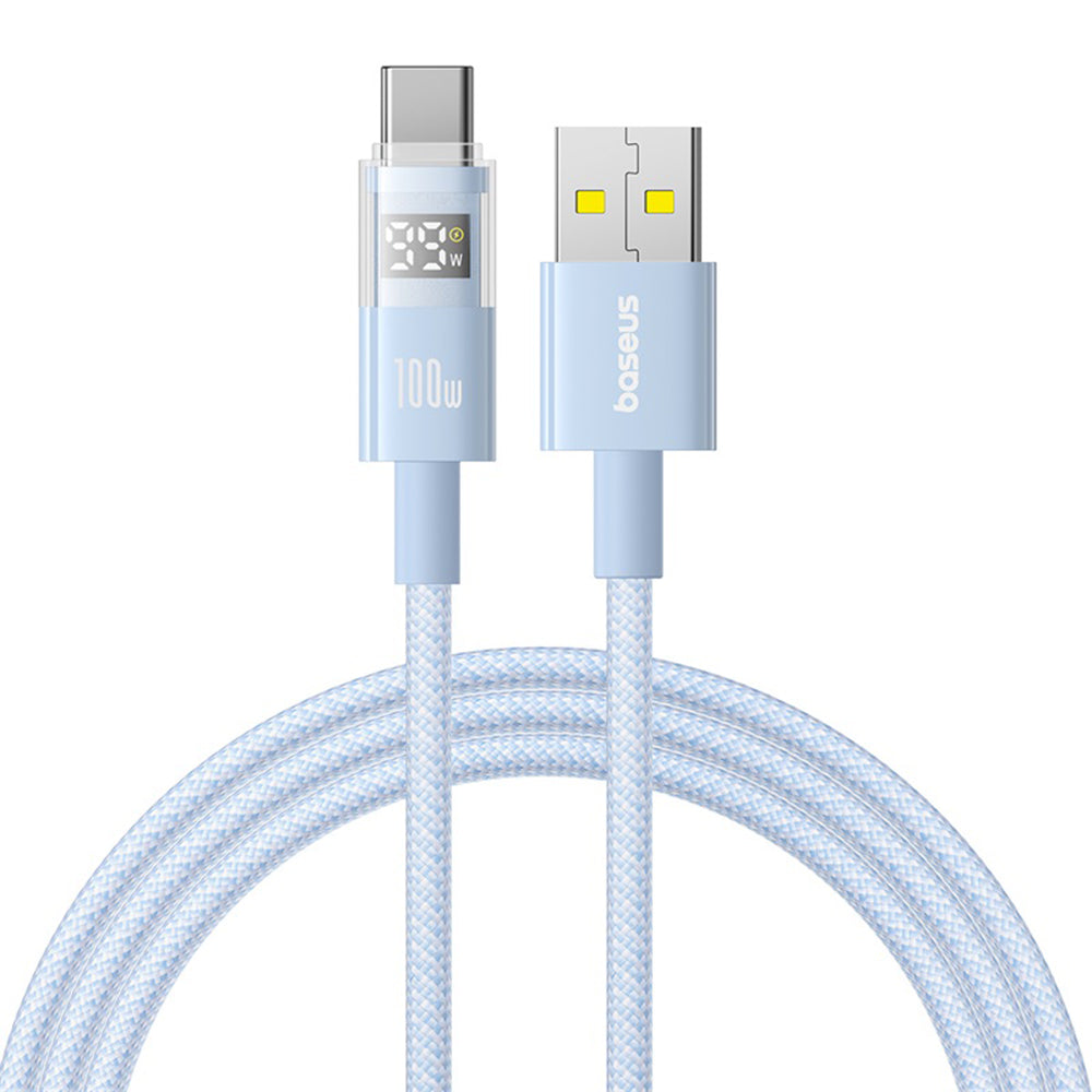Cablu Baseus Display 2 (P10382701311-01), Fast Charging, USB to Type-C, Digital Display, 100W, 2m, Galaxy Blue