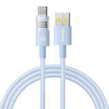 Cablu Baseus Display 2 (P10382701311-01), Fast Charging, USB to Type-C, Digital Display, 100W, 2m, Galaxy Blue
