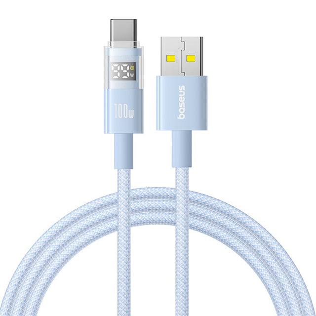Cablu Baseus Display 2 (P10382701311-01), Fast Charging, USB to Type-C, Digital Display, 100W, 2m, Galaxy Blue