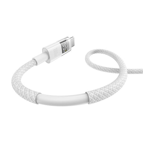 Cablu Baseus Display 2 (P10382701211-00), Fast Charging, USB to Type-C, Digital Display, 100W, 1m, Moon White