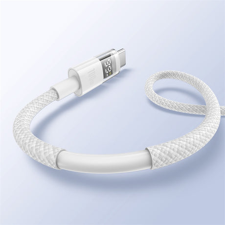 Cablu Baseus Display 2 (P10382701211-00), Fast Charging, USB to Type-C, Digital Display, 100W, 1m, Moon White