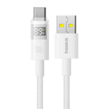 Cablu Baseus Display 2 (P10382701211-01), Fast Charging, USB to Type-C, Digital Display, 100W, 2m, Moon White