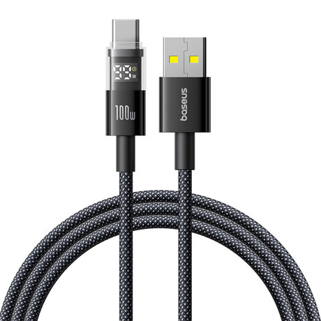 Cablu Baseus Display 2 (P10382701121-00), Fast Charging, USB to Type-C, Digital Display, 100W, 1m, Negru Cosmic