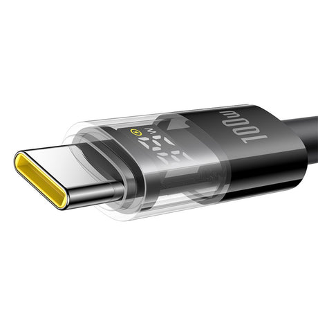 Cablu Baseus Display 2 (P10382701121-00), Fast Charging, USB to Type-C, Digital Display, 100W, 1m, Negru Cosmic
