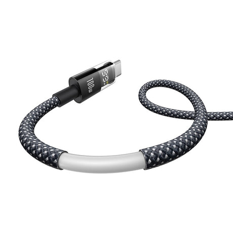 Cablu Baseus Display 2 (P10382701111-00), Fast Charging, USB to Type-C, Digital Display, 100W, 2m, Negru Cosmic