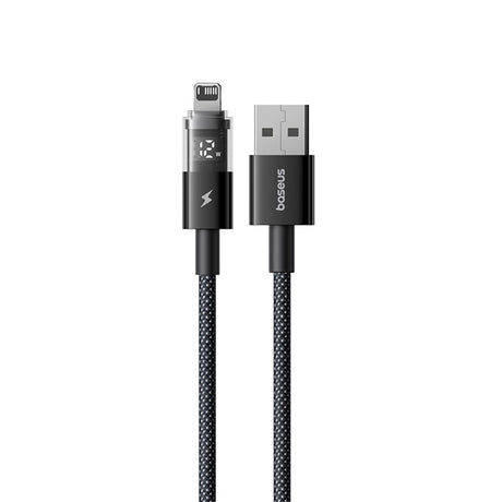 Cablu Baseus Display 2 (P10382700121-00), USB to Lightning, Fast Charging, Digital Display, 2.4A, 1m, Negru Cosmic