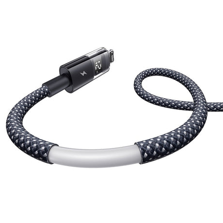 Cablu Baseus Display 2 (P10382700121-00), USB to Lightning, Fast Charging, Digital Display, 2.4A, 1m, Negru Cosmic