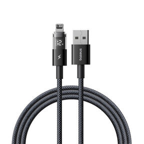 Cablu Baseus Display 2 (P10382700121-00), USB to Lightning, Fast Charging, Digital Display, 2.4A, 1m, Negru Cosmic