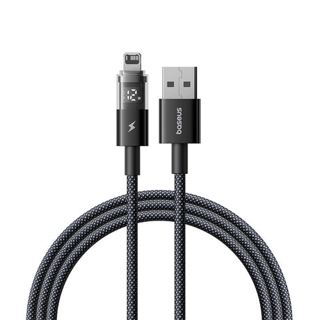 Cablu Baseus Display 2 (P10382700121-00), USB to Lightning, Fast Charging, Digital Display, 2.4A, 1m, Negru Cosmic