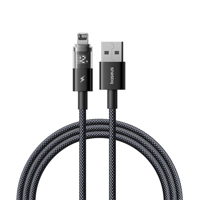 Cablu Baseus Display 2 (P10382700121-00), USB to Lightning, Fast Charging, Digital Display, 2.4A, 1m, Negru Cosmic