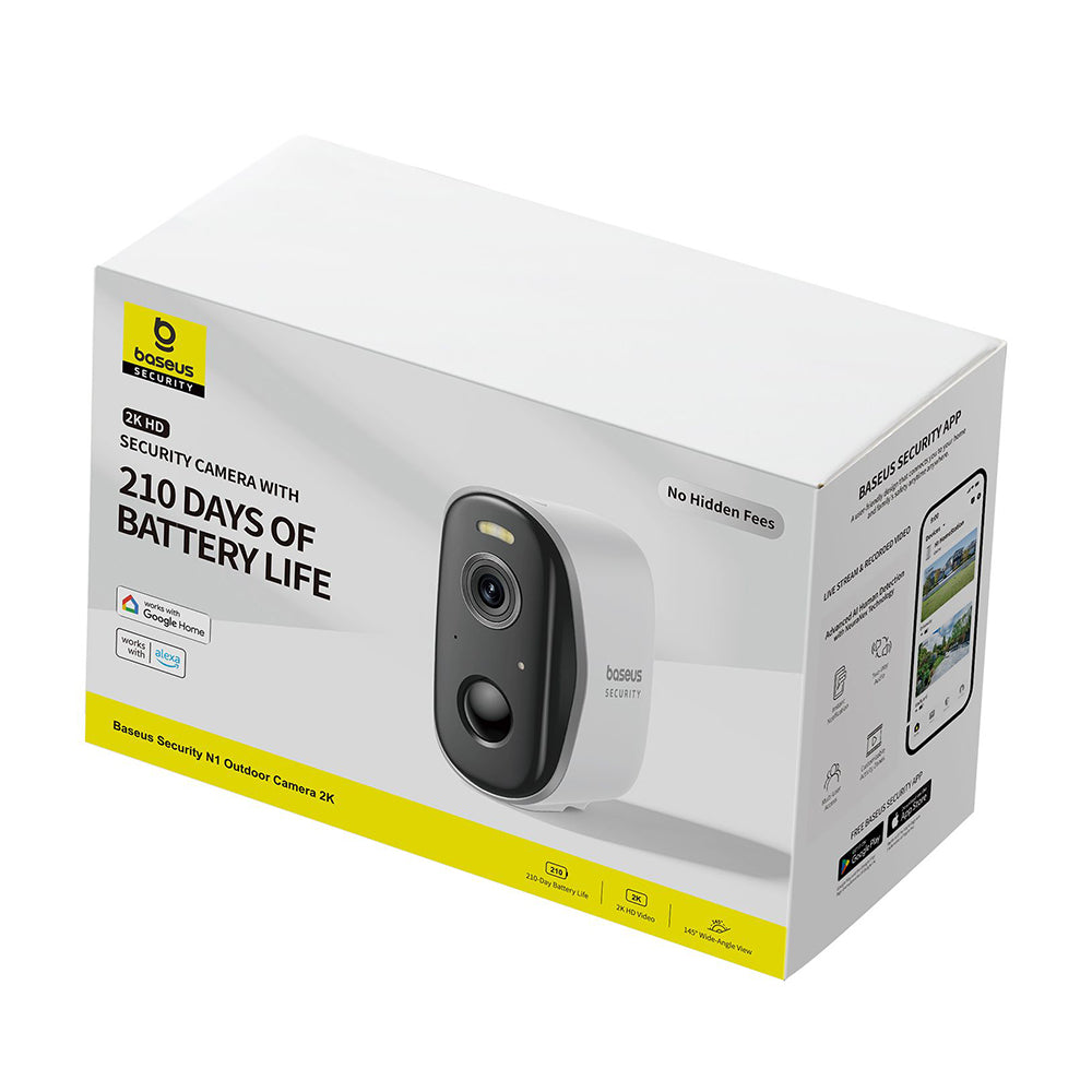 Camera Supraveghere Exterior, 2K, Two-way Talk, Color Night Vision, IP67, 7.800mAh - Baseus (S0ST002130) - White