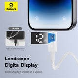 Cablu Baseus Display 2 (P10382700211-01), USB to Lightning, Fast Charging, Digital Display, 2.4A, 2m, Moon White
