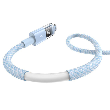 Cablu Baseus Display 2 (P10382700311-00), USB to Lightning, Fast Charging, Digital Display, 2.4A, 1m, Galaxy Blue