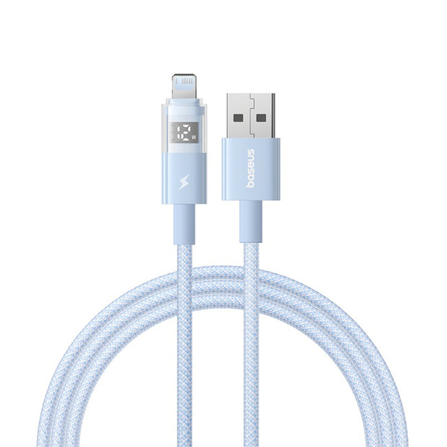Cablu Baseus Display 2 (P10382700311-01), USB to Lightning, Fast Charging, Digital Display, 2.4A, 2m, Galaxy Blue