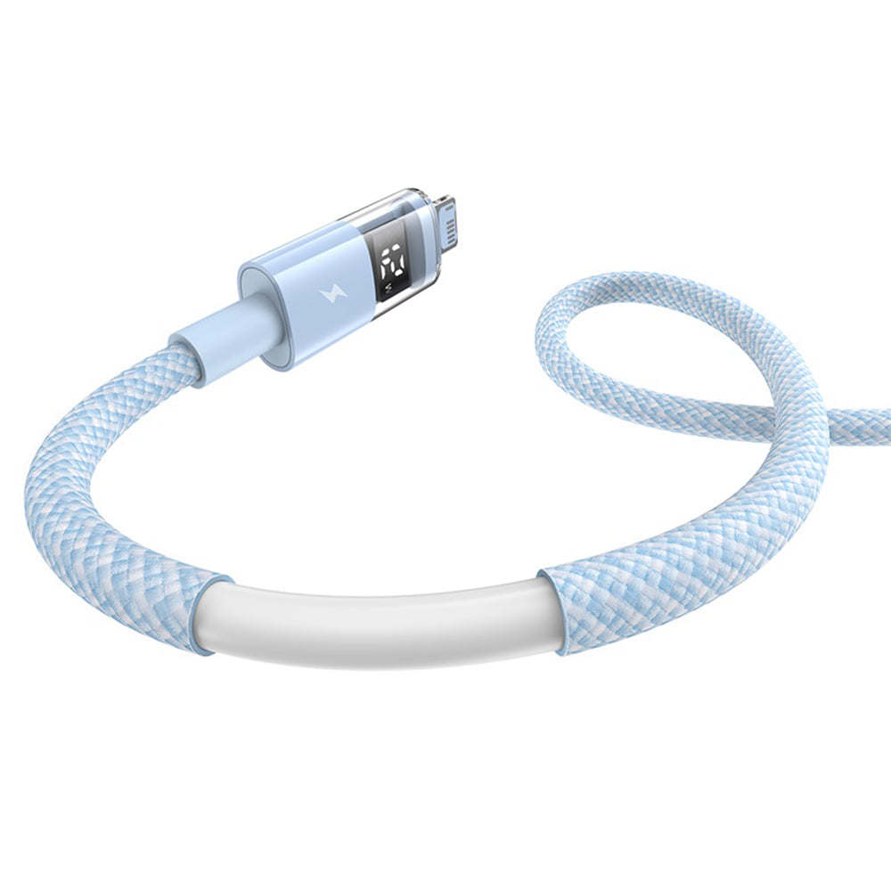 Cablu Baseus Display 2 (P10382700311-01), USB to Lightning, Fast Charging, Digital Display, 2.4A, 2m, Galaxy Blue