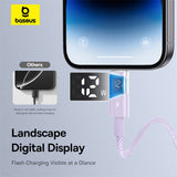 Cablu Baseus Display 2 (P10382700511-00), USB to Lightning, Fast Charging, Digital Display, 2.4A, 1m, Nebula Purple