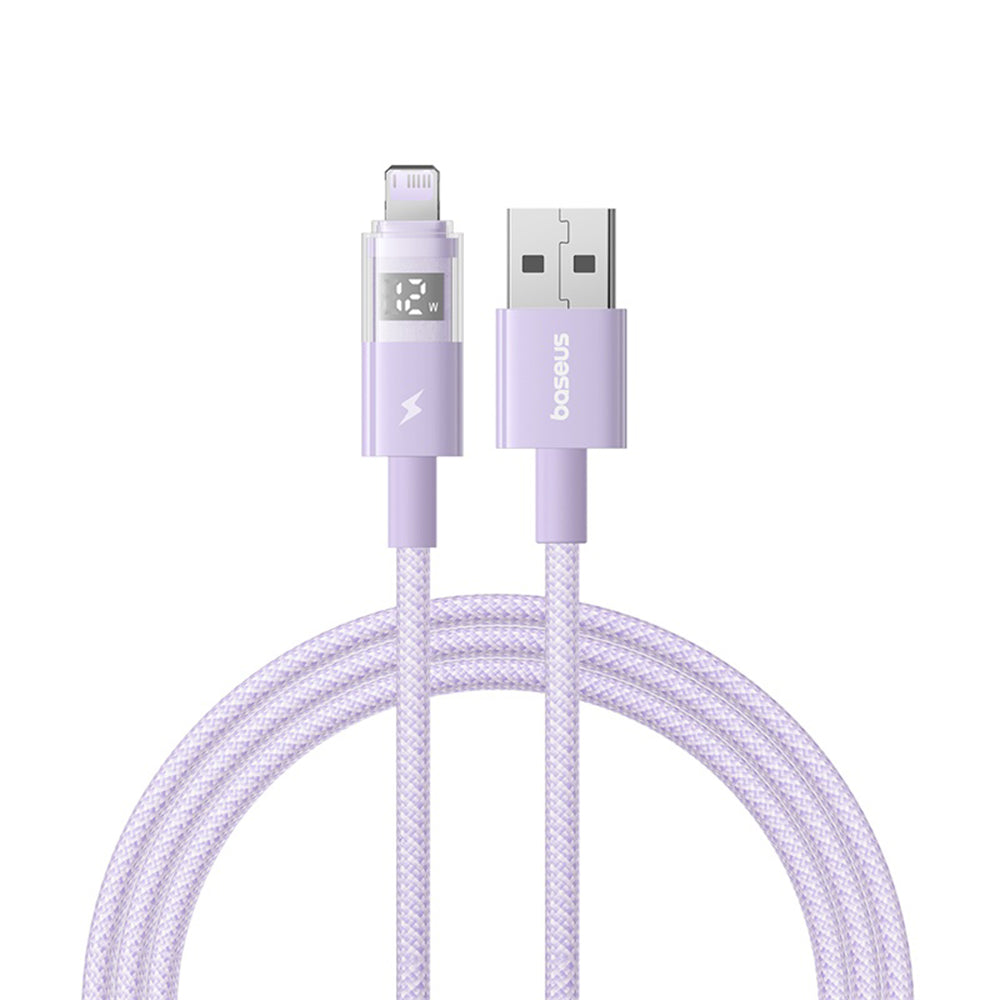 Cablu Baseus Display 2 (P10382700511-01), USB to Lightning, Fast Charging, Digital Display, 2.4A, 2m, Nebula Purple