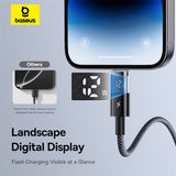 Cablu Baseus Display 2 (P10382700121-01), USB to Lightning, Fast Charging, Digital Display, 2.4A, 2m, Negru Cosmic