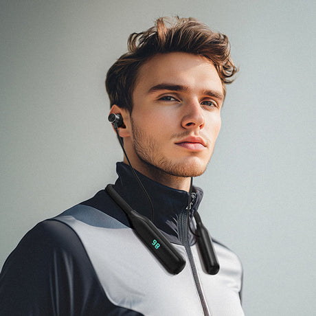 Casti Acefast Bluetooth Earphones (N4), Behind the Head, Neckband, Bluetooth 5.3, IPX4, LED Display, 800mAh, Negru