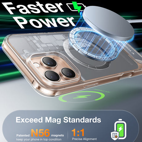 Husa de protectie Torras Pstand MagSafe compatibil cu iPhone 16 Pro, Transparent
