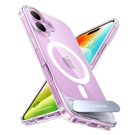 Husa de protectie Torras Pstand MagSafe compatibil cu iPhone 16, Transparent