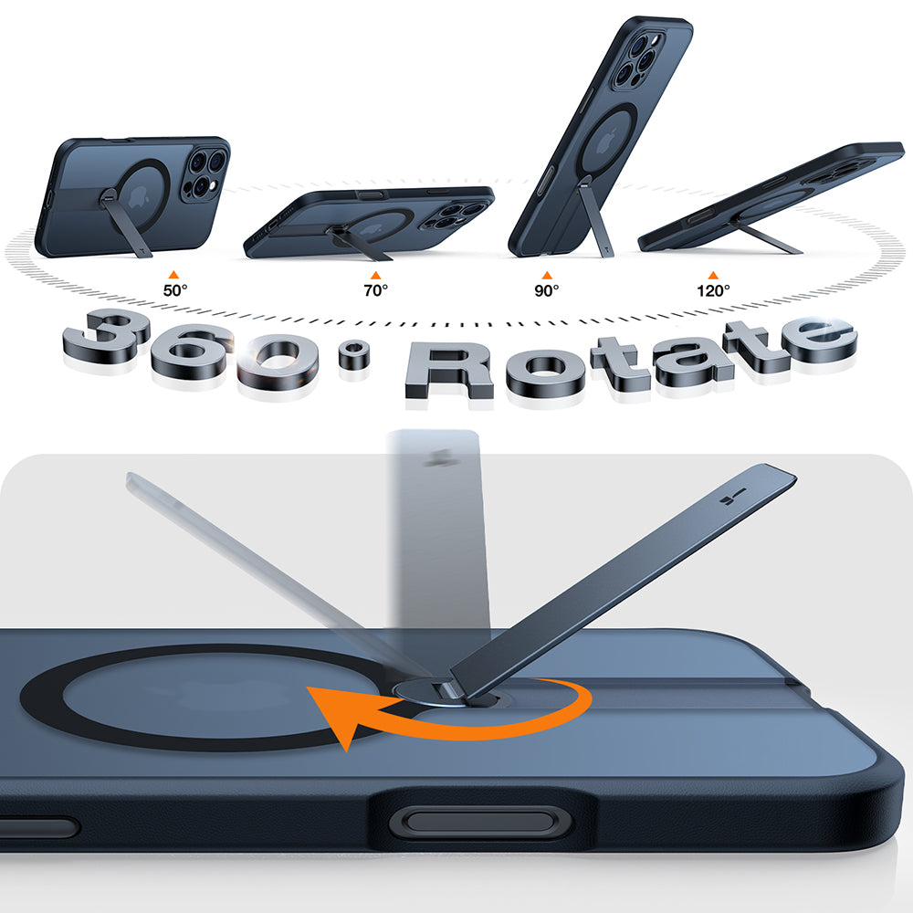 Husa de protectie Torras Pstand Spin MagSafe compatibil cu iPhone 16 Pro, Negru