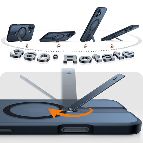 Husa de protectie Torras Pstand Spin MagSafe compatibil cu iPhone 16 Plus, Negru