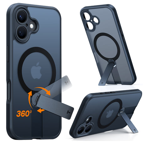 Husa de protectie Torras Pstand Spin MagSafe compatibil cu iPhone 16 Plus, Negru