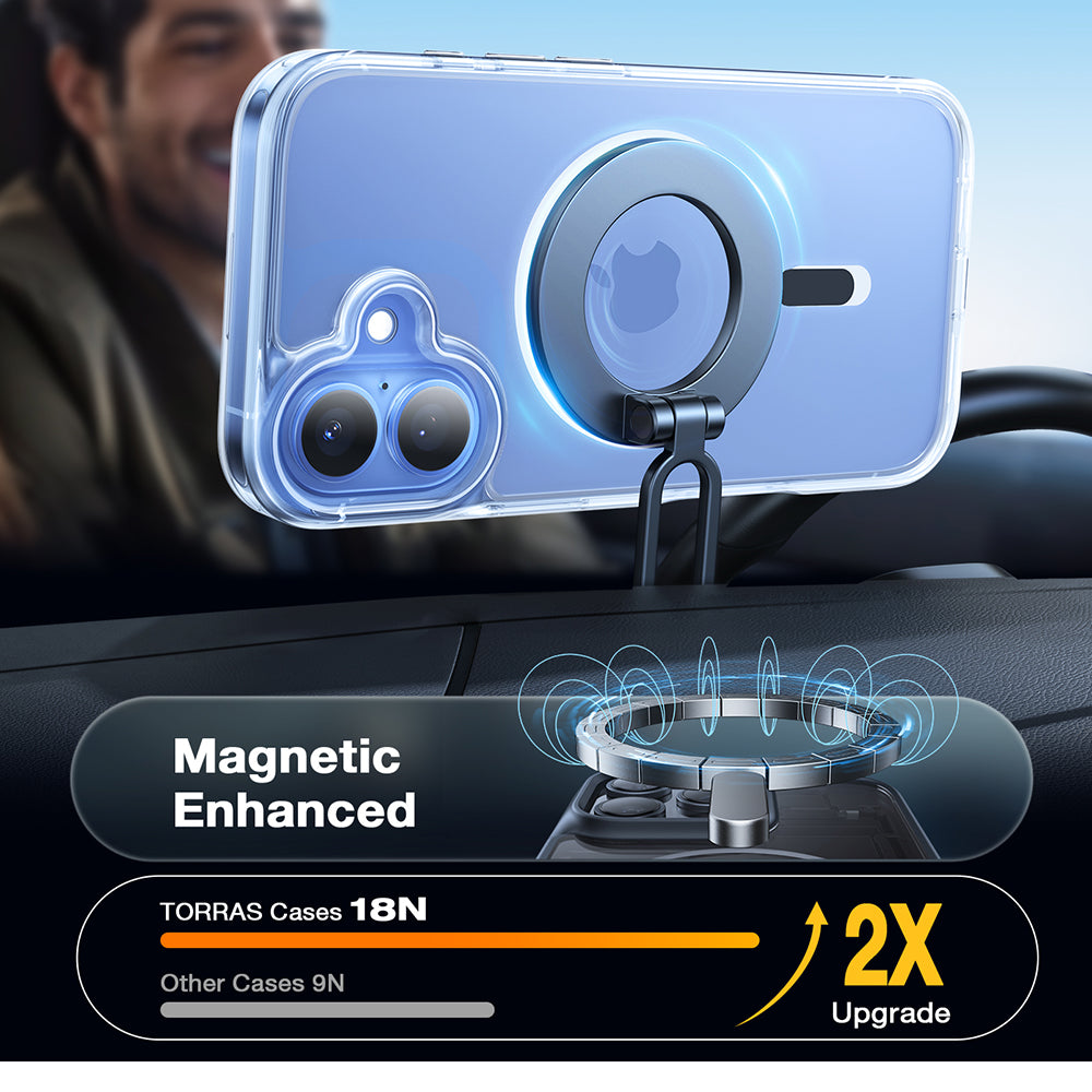 Husa de protectie Torras Diamond MagSafe Series compatibil cu iPhone 16, Transparent