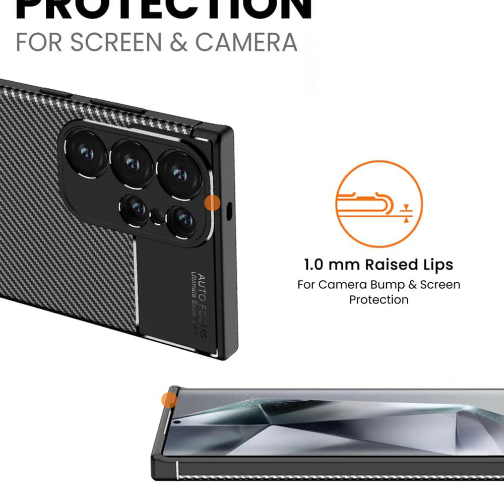 Husa de protectie Techsuit CarbonFiber compatibil cu Samsung Galaxy S25 Ultra, Negru