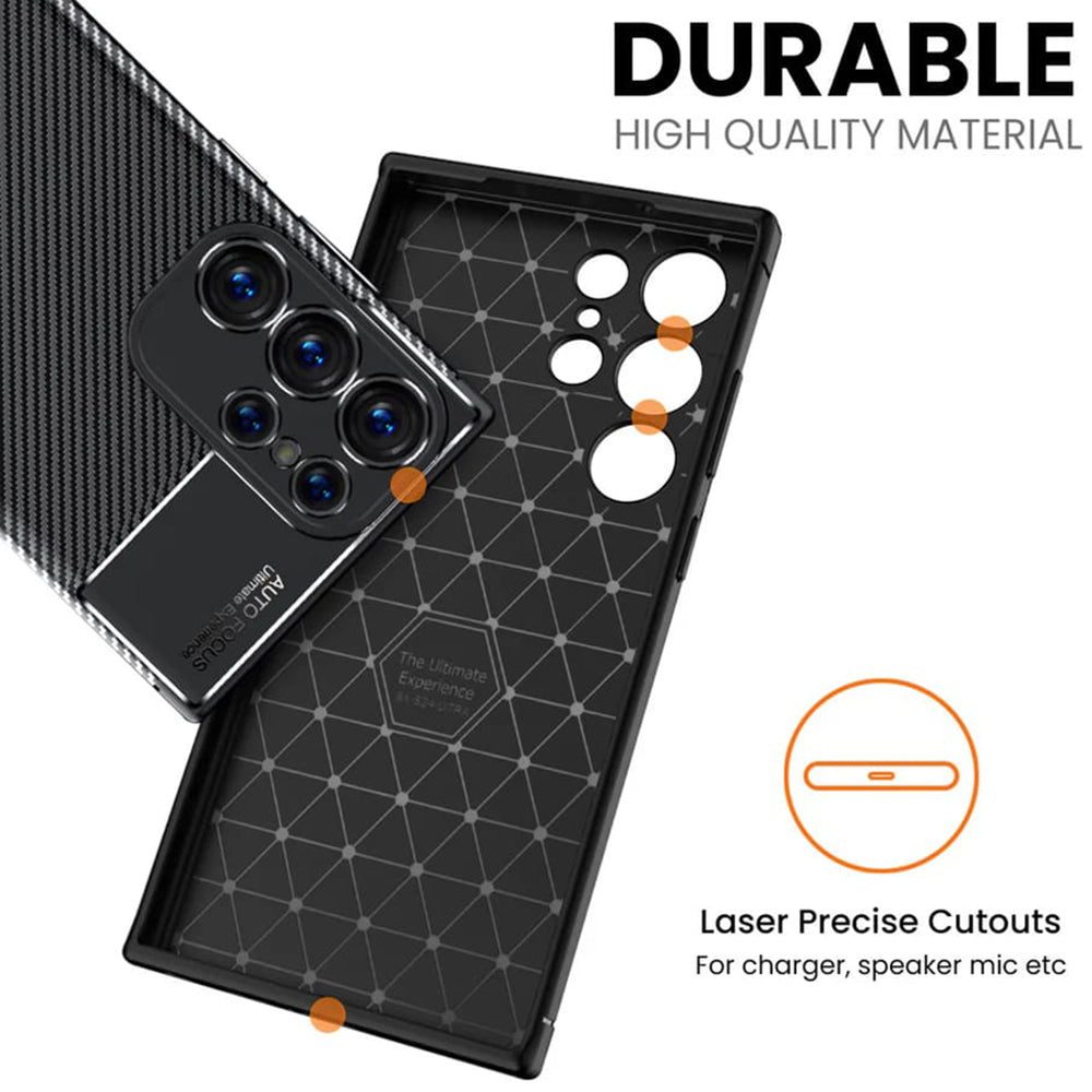Husa de protectie Techsuit CarbonFiber compatibil cu Samsung Galaxy S25 Ultra, Negru