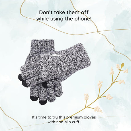 Iwarm Gloves (ST0018), Premium Wool, with Non-slip Details, Size 23cm, Negru
