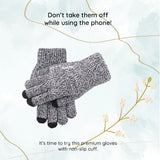 Iwarm Gloves (ST0018), Premium Wool, with Non-slip Details, Size 23cm, Negru / Grey